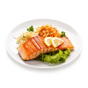 Salmão Grelhado com Legumes Assados